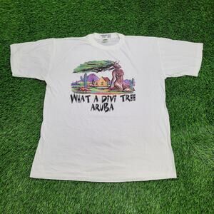 Vintage 90s Ephraim Britten Divi Tree T-Shirt Mens Large Surreal Aruba Art Tee